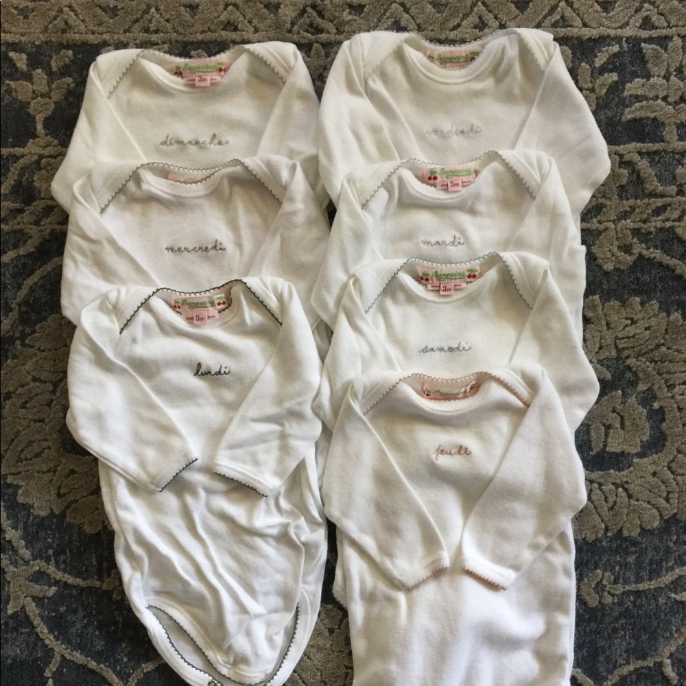 Bonpoint French Days of the Week Onesies